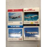 FOUR HERPA WINGS COLLECTION PLANES - SCALE 1:500