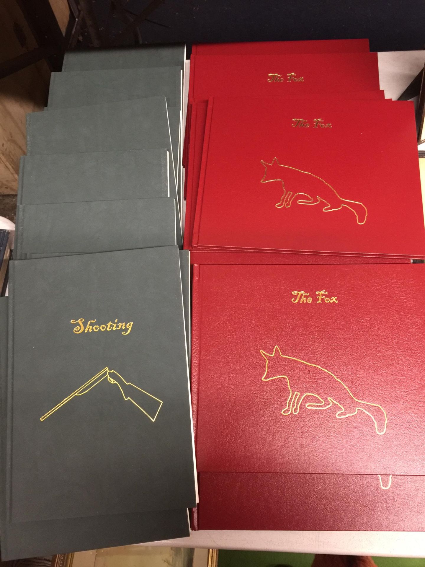 TEN COPIES OF 'THE FOX' AND 'SHOOTING' PRESENTED BY JOHN DERRICK - AS NEW