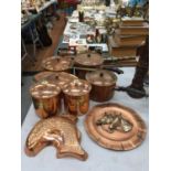 AQUANTITY OF COPPER, ETC TO INCLUDE PANS, STORAGE JARS, A JELLY MOULD, ETC