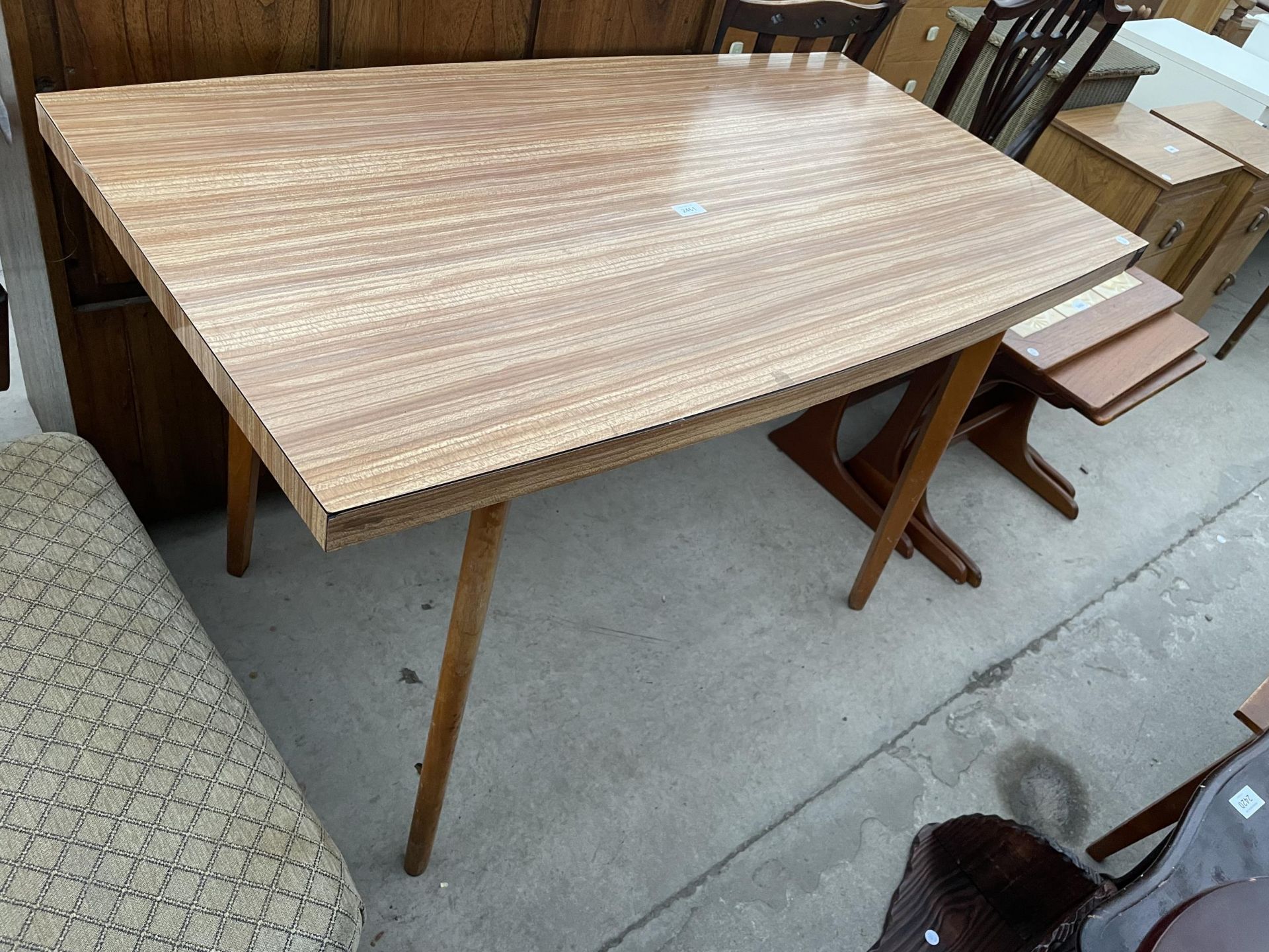 A MODERN FORMICA TOP KITCHEN TABLE, 48X27"