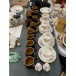 A QUANTITY OF ROYAL ALBERT 'MOSS ROSE' CUPS, SAUCERS, SIDE PLATES AND BOWLS, PLUS PRINKNASH CUPS,