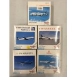 FIVE BOXED HERPA WINGS COLLECTION MODEL AEROPLANES - SCALE 1:500
