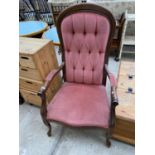 A VICTORIAN STYLE OPEN ARMCHAIR