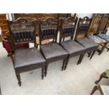 A SET OF FOUR LATE VICTORIAN BEECH DINING CHAIRS