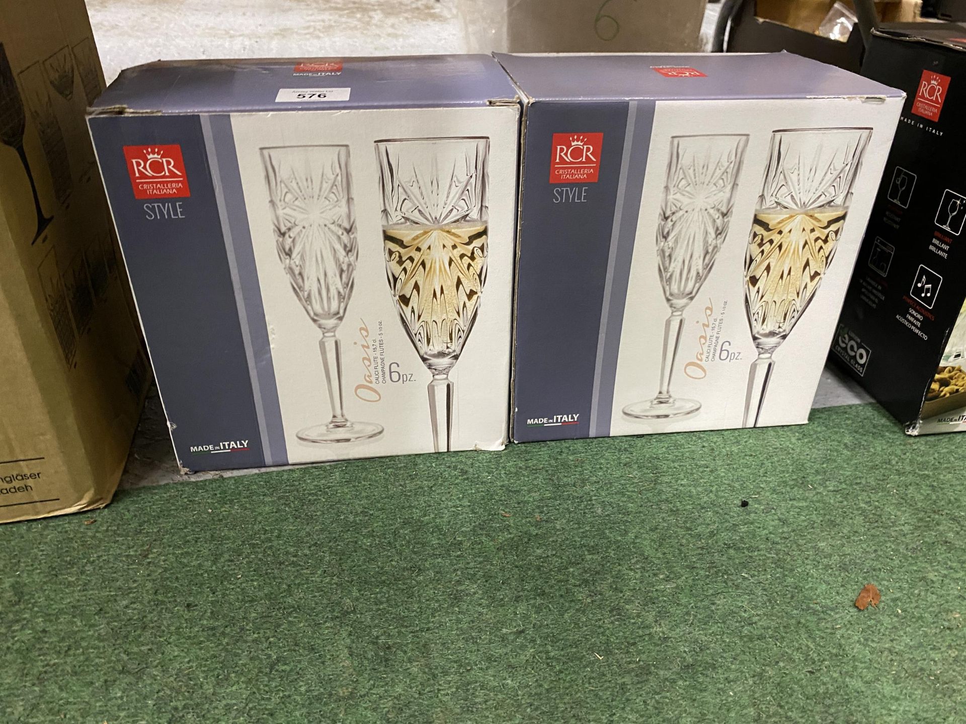 TWO BOXES OF RCR STYLE ITALIAN WINE GLASSES