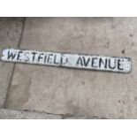 A VINTAGE METAL 'WESTFIELD AVENUE' ROAD SIGN