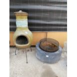 A GARDEN CHIMENEA AND A FIRE PIT