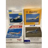 FOUR HERPA WINGS COLLECTION PLANES - SCALE 1:500