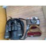 A VINTAGE PAL JR CAMERA AND A PAIR OF TASCO ZIP BINOCULARS