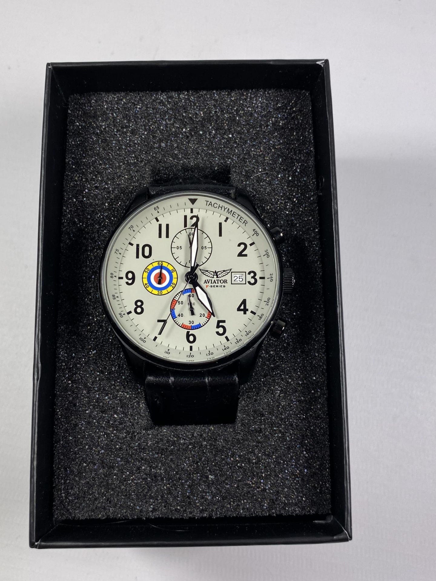 A GENTS BOXED AVIATOR WATCH, WORKING