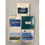 FIVE BOXED HERPA WINGS COLLECTION MODEL AEROPLANES - SCALE 1:500