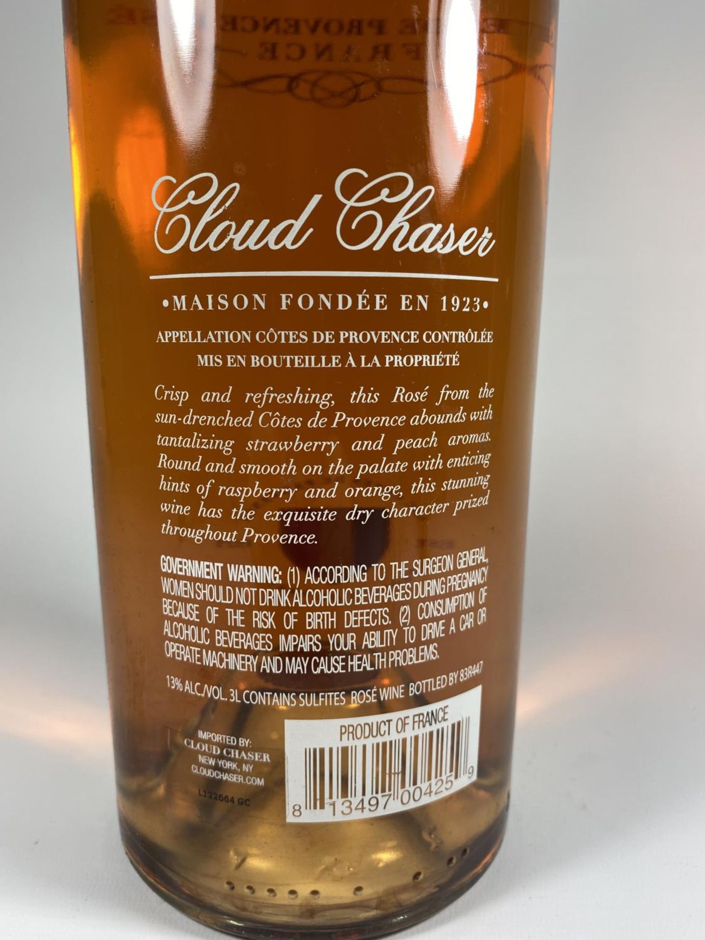 1 X 3L BOTTLE - CLOUD CHASER COTES DE PROVENCE ROSE WINE - Bild 4 aus 4