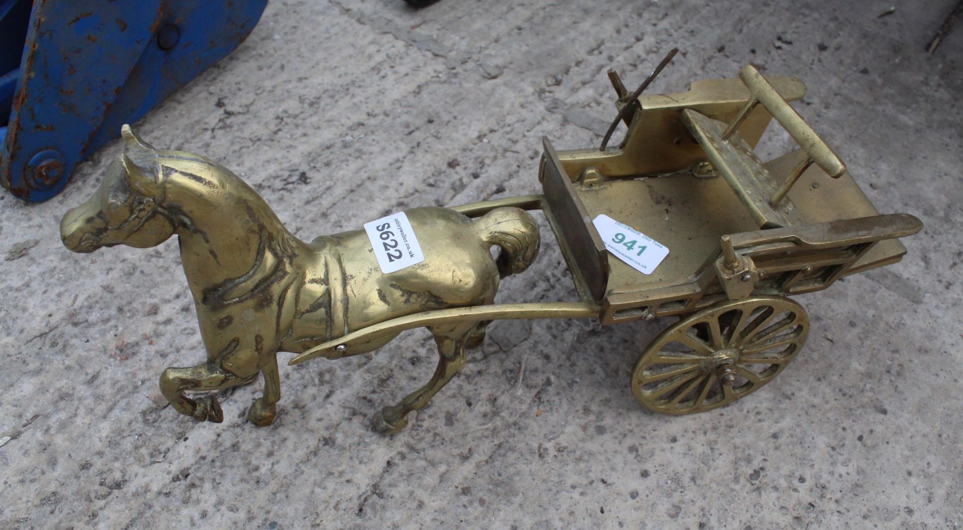 A BRASS HORSE AND CART NO VAT