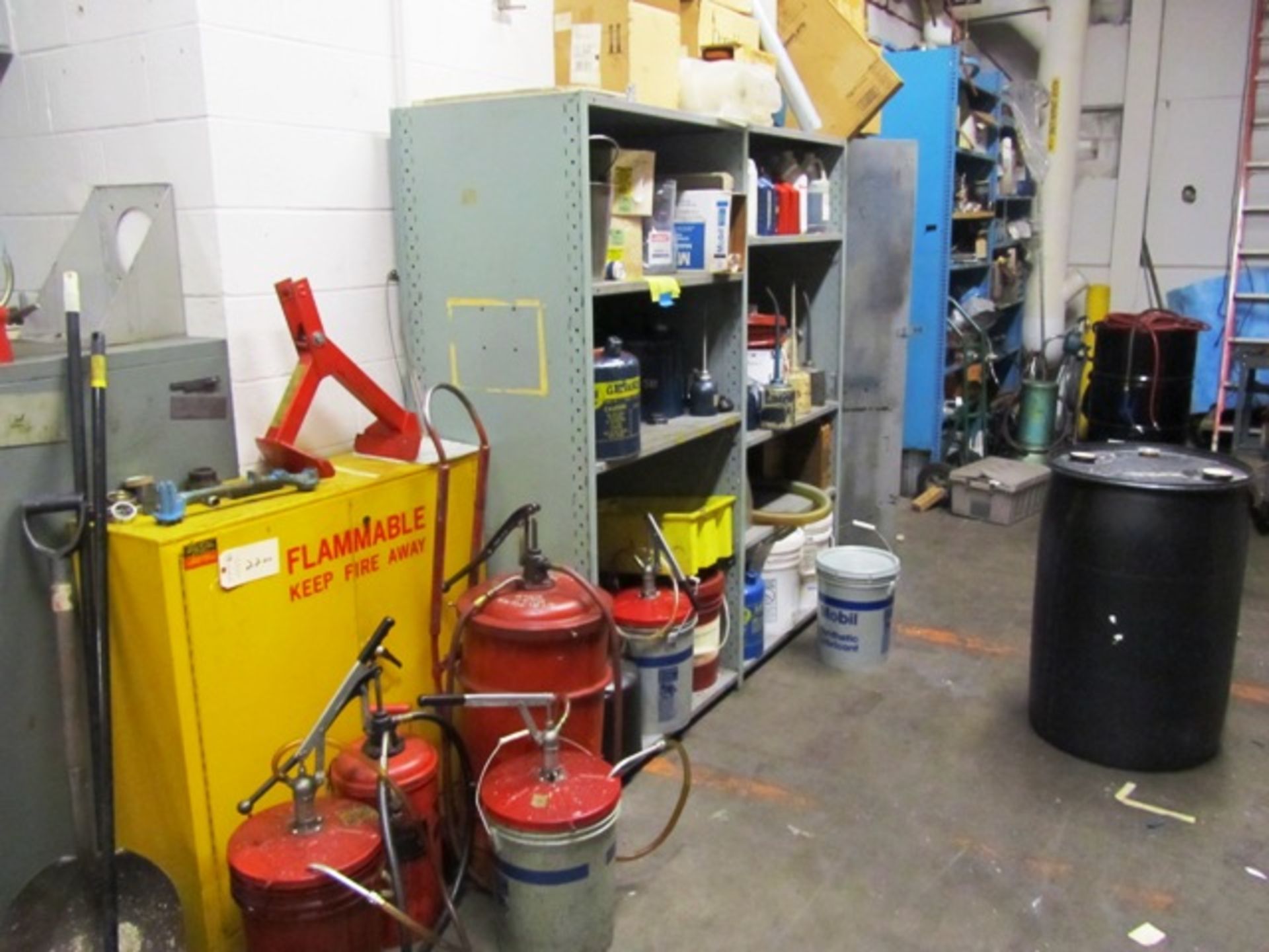Flammable Cabinet & (5) Shelves with Contents