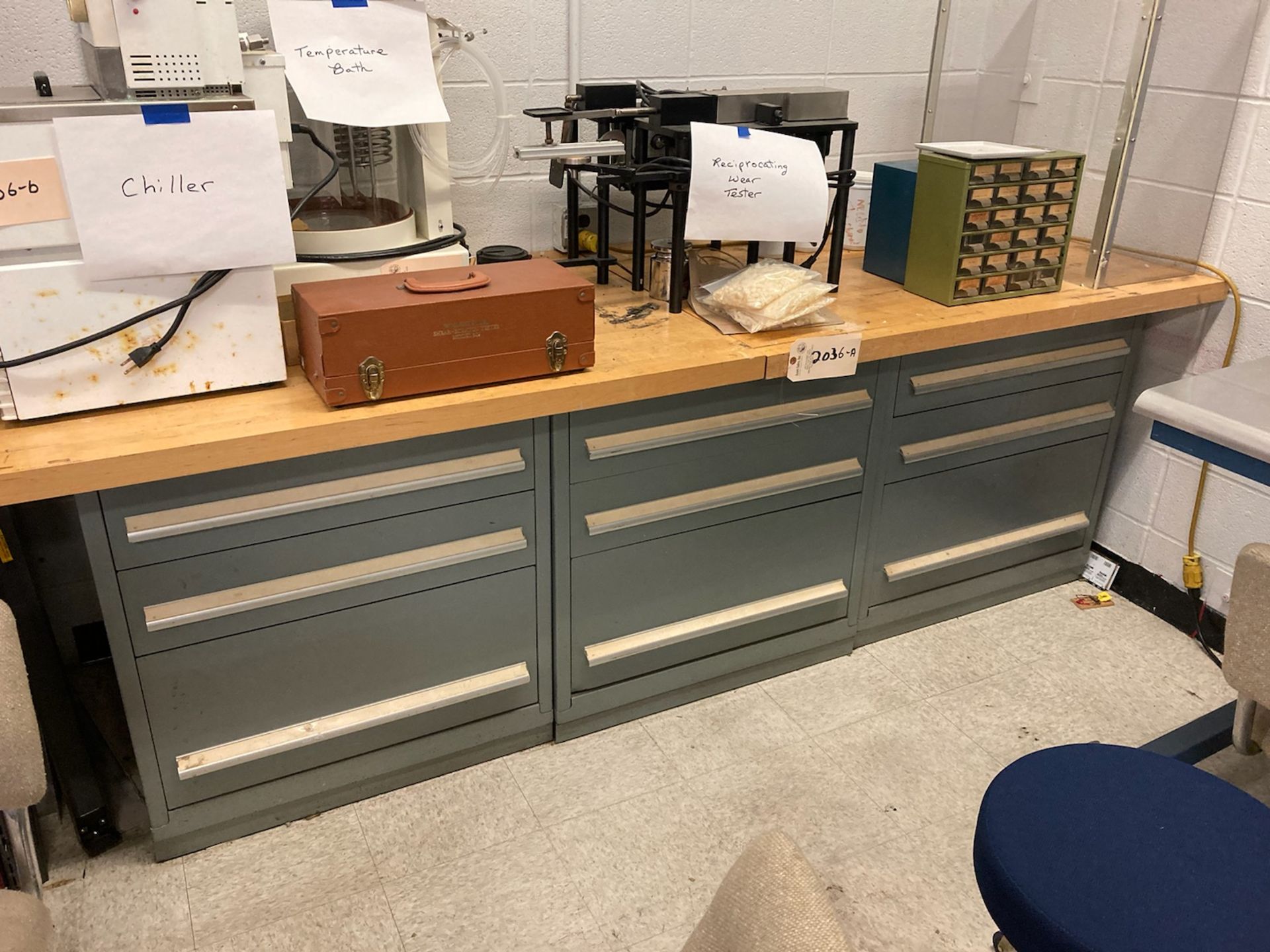 (3) 3 Drawer Lista Cabinets with Butcher Block Top