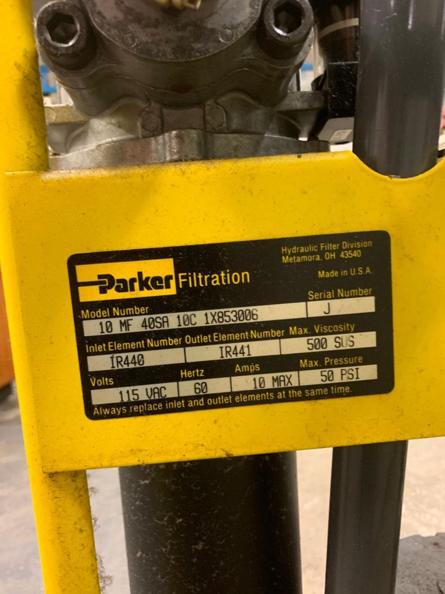 Parker Model 10MF40SA10C1X853006 Filtration Dual Filter Pump - Image 3 of 3