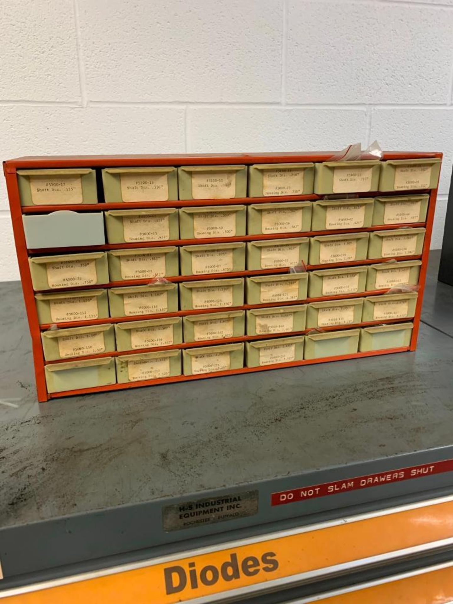 Vidmar 14 Drawer Cabinet with Switches, Circuits, Solenoids, Coils, Etc.