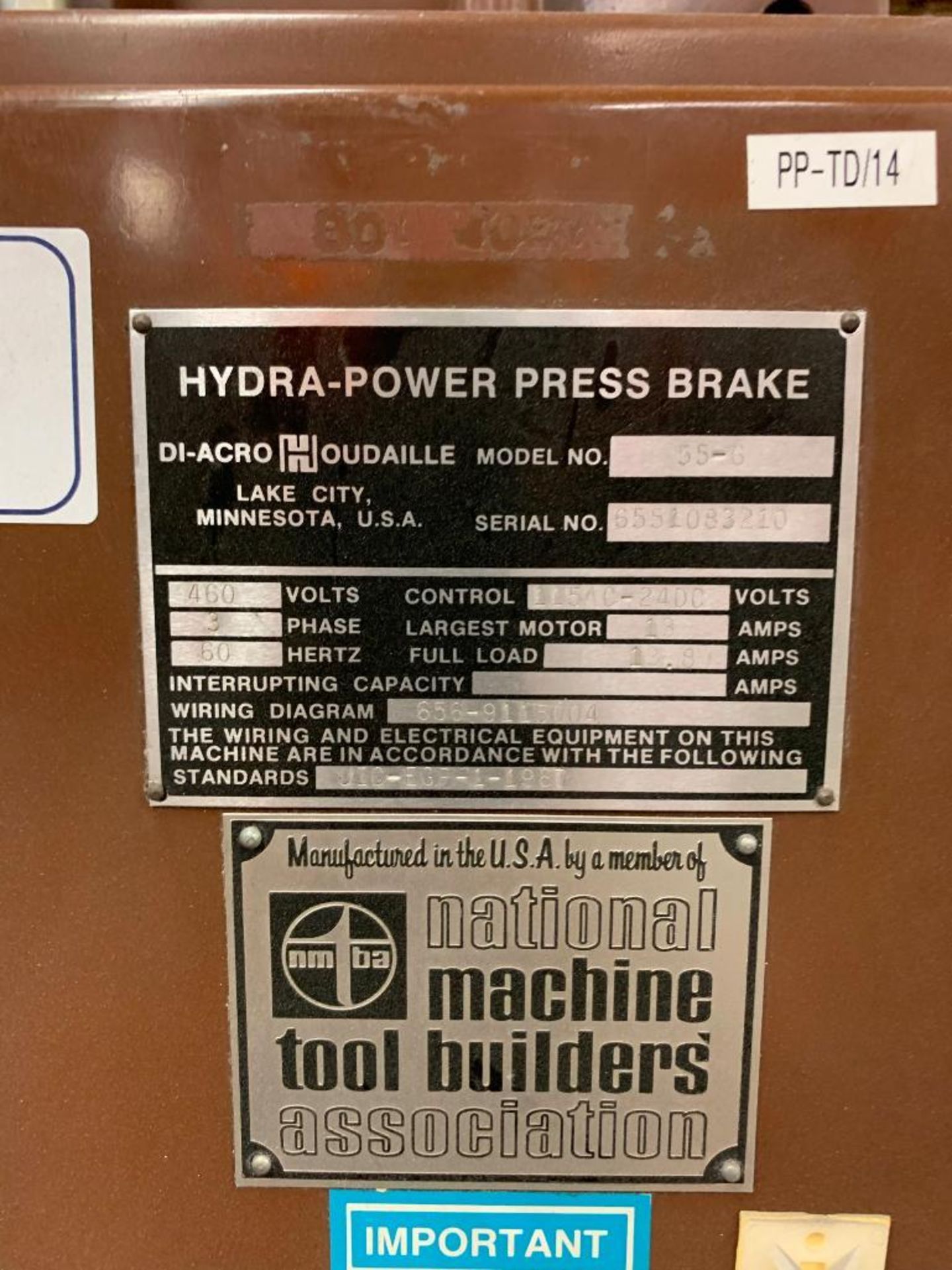 Di-Acro 55-6 55 Ton Hydra-Power CNC Press Brake - Image 9 of 9