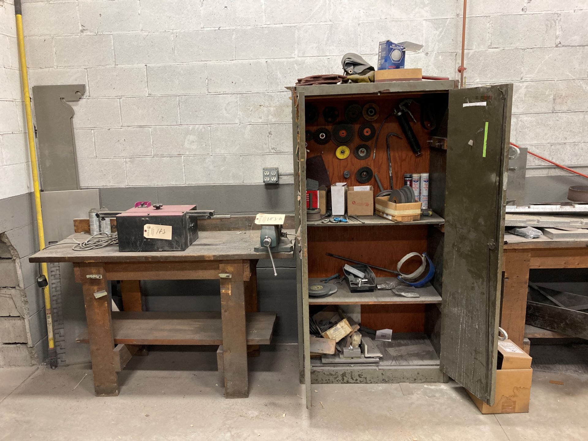 Workbench & 2 Door Cabinet with Contents (no contents of work bench)