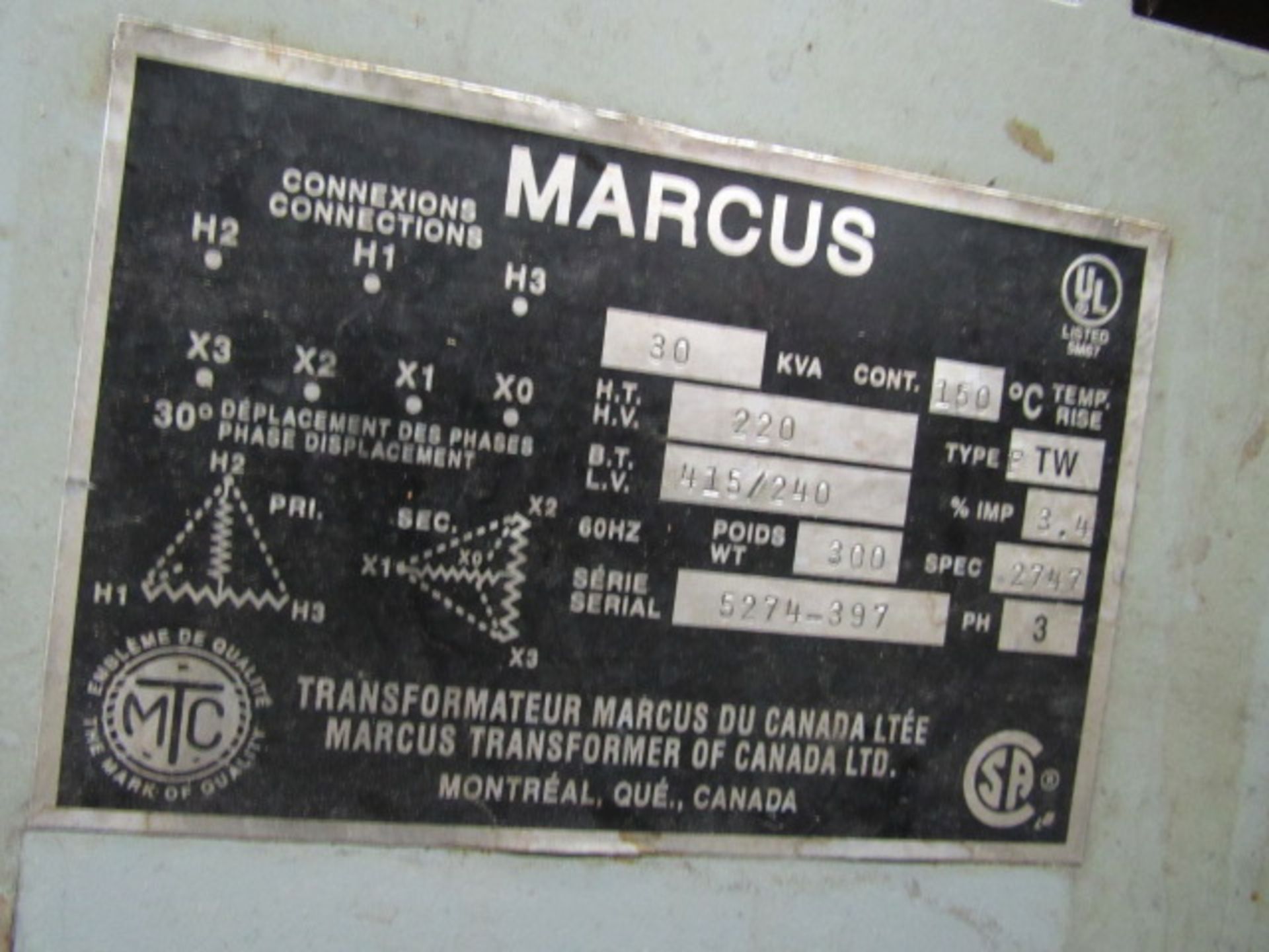 Marcus 30 KVA Transformer - Image 2 of 2