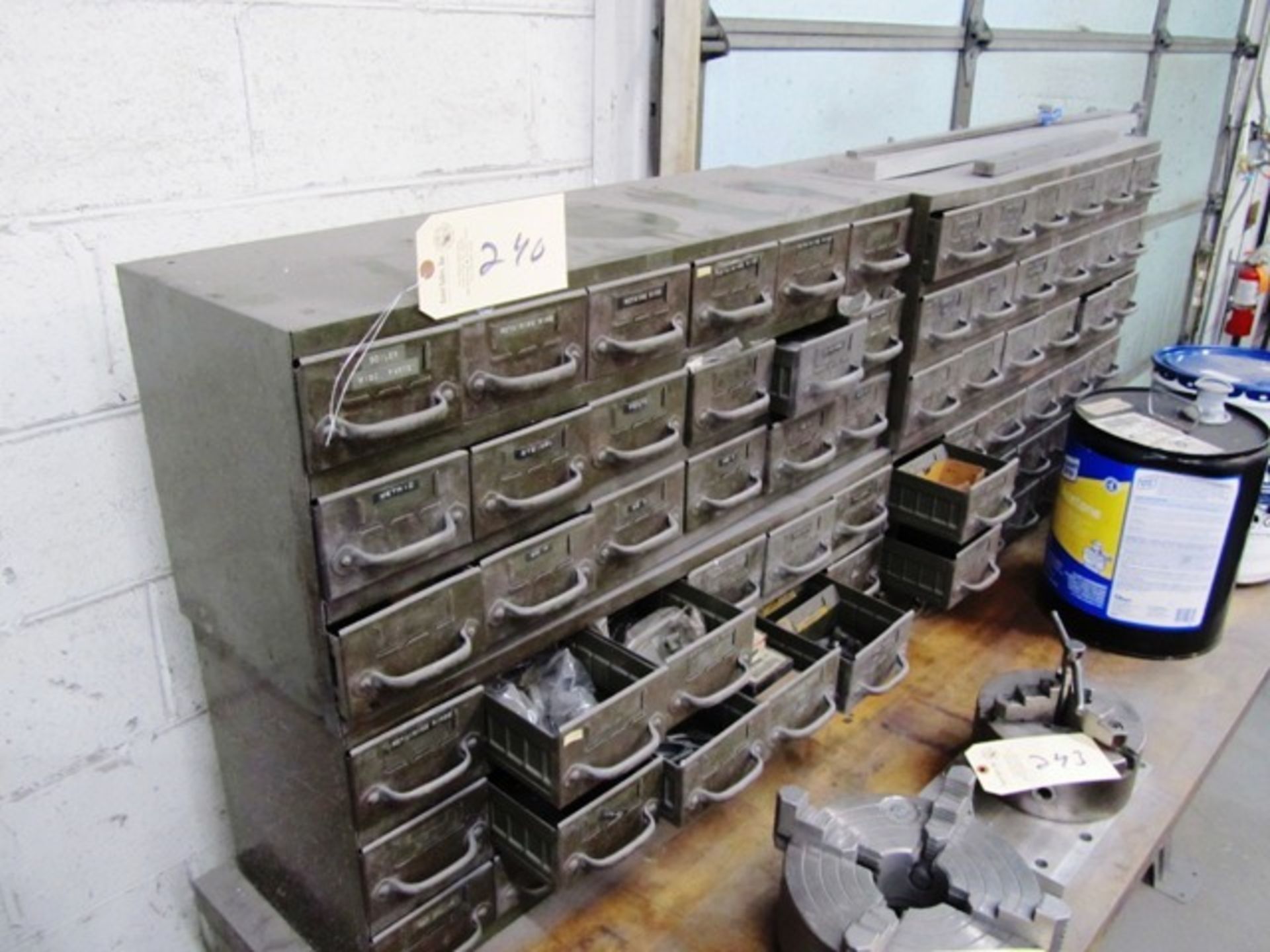 (4) 18 Drawer Parts Bins with Hardware, Bench