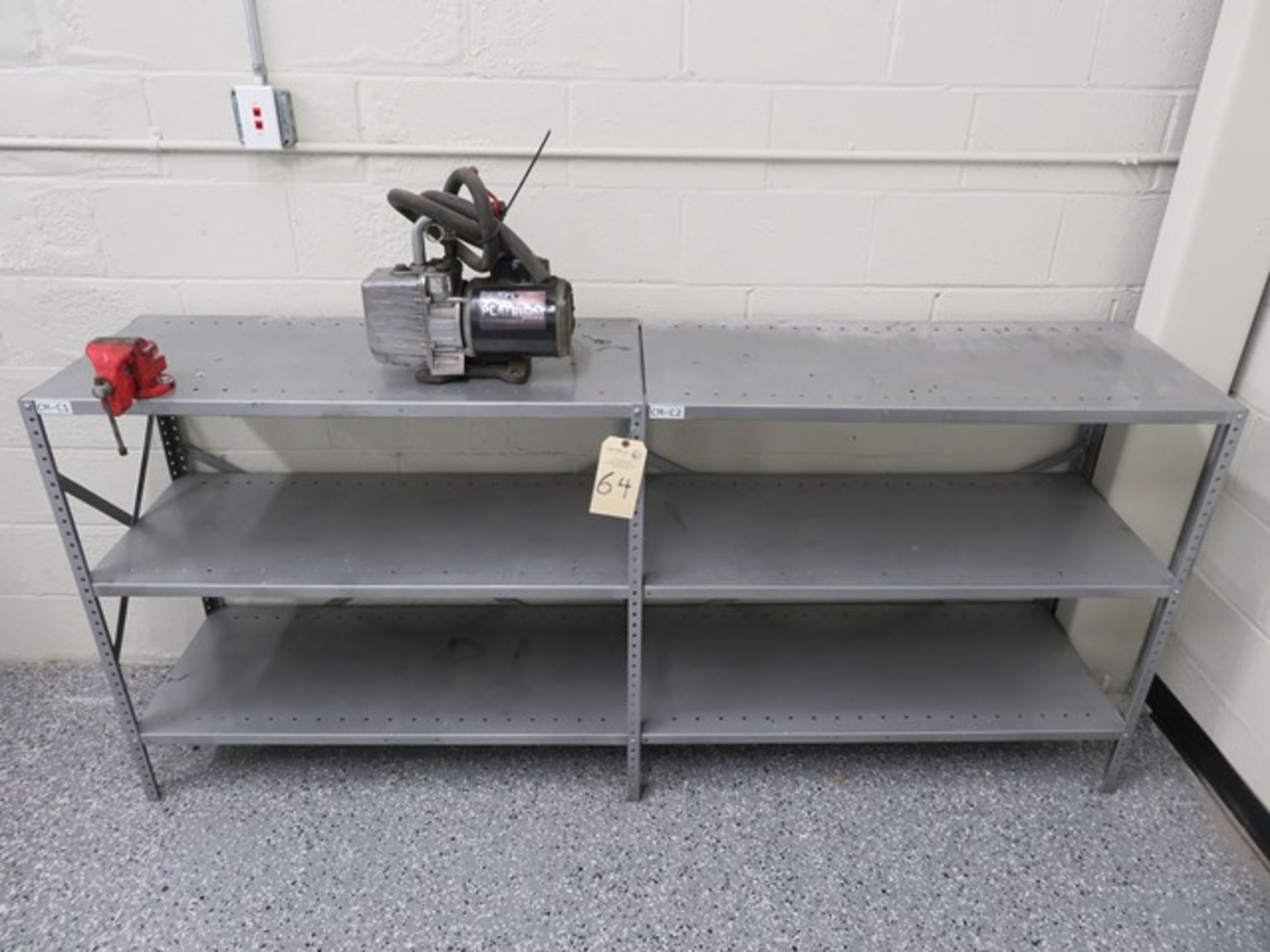 Steel Shelf with Japan 4'' Bench Vise, JB Industries DV-200N 7 CFM Pump