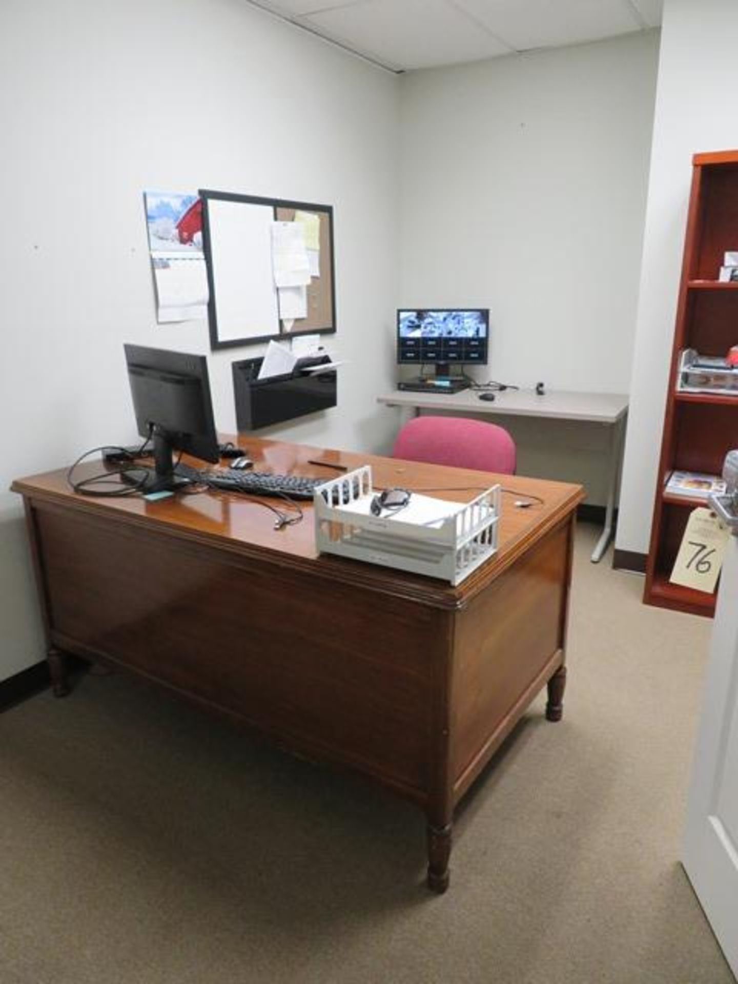 Contents of Executive Office including Desk, Chairs, Bookshelf, Couch, TV