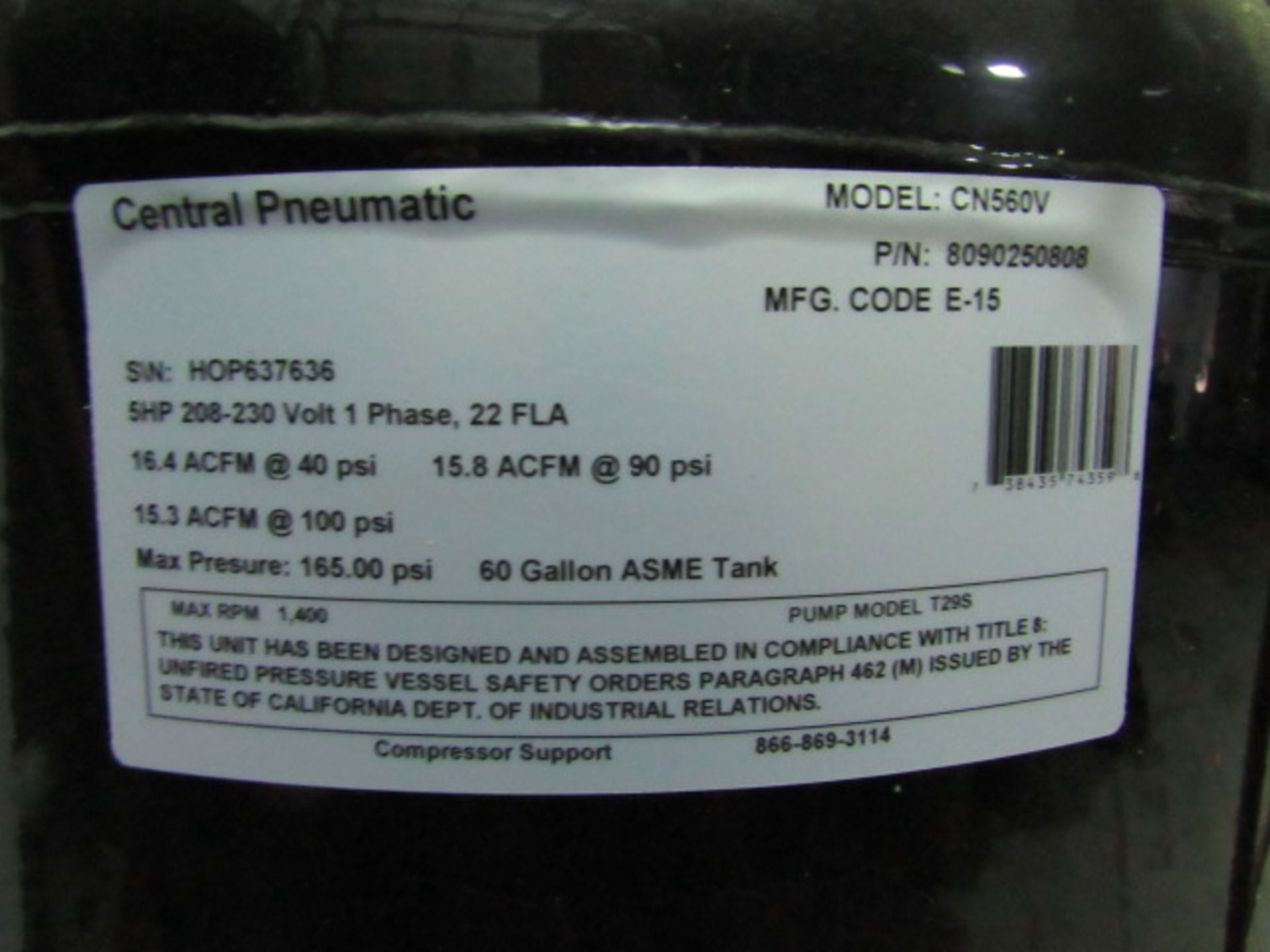 Central Pneumatic CN560V Air Compressor - Bild 2 aus 2