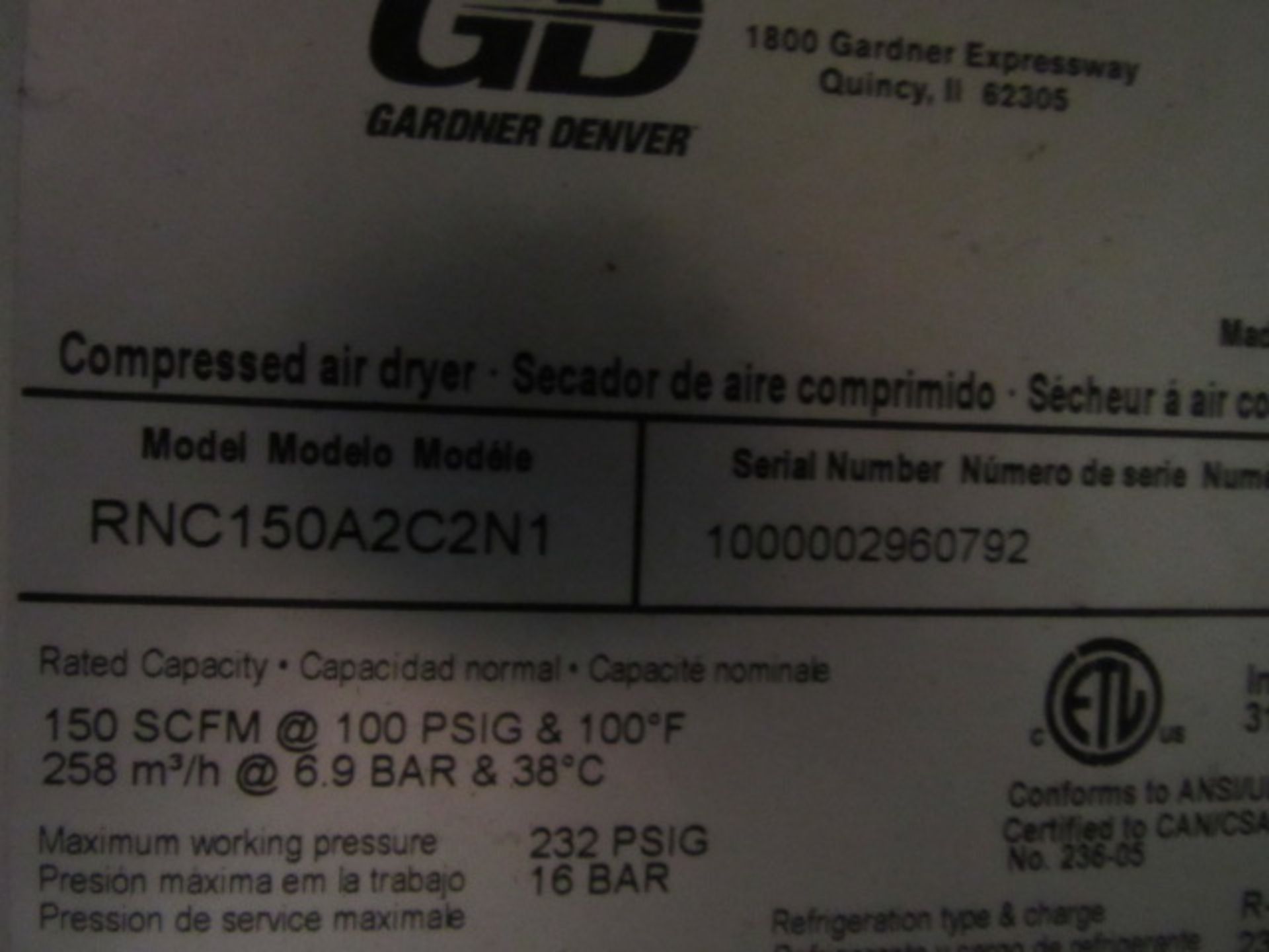 Gardner Denver RNC150A2C2N1 Air Dryer - Bild 3 aus 3