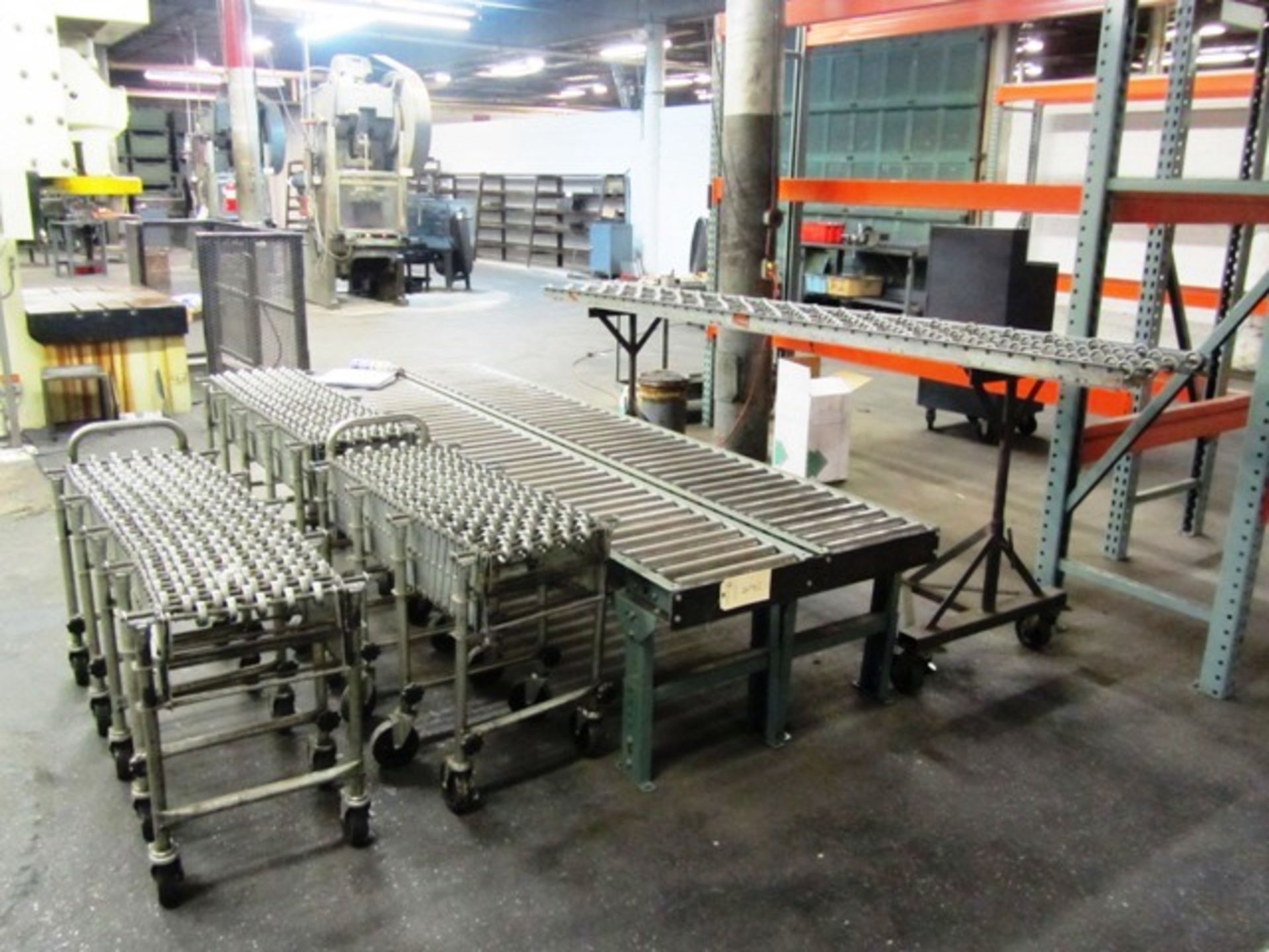 3 Sections of 10'' Roller Conveyor & 3 Sections of Portable Expandable Conveyor