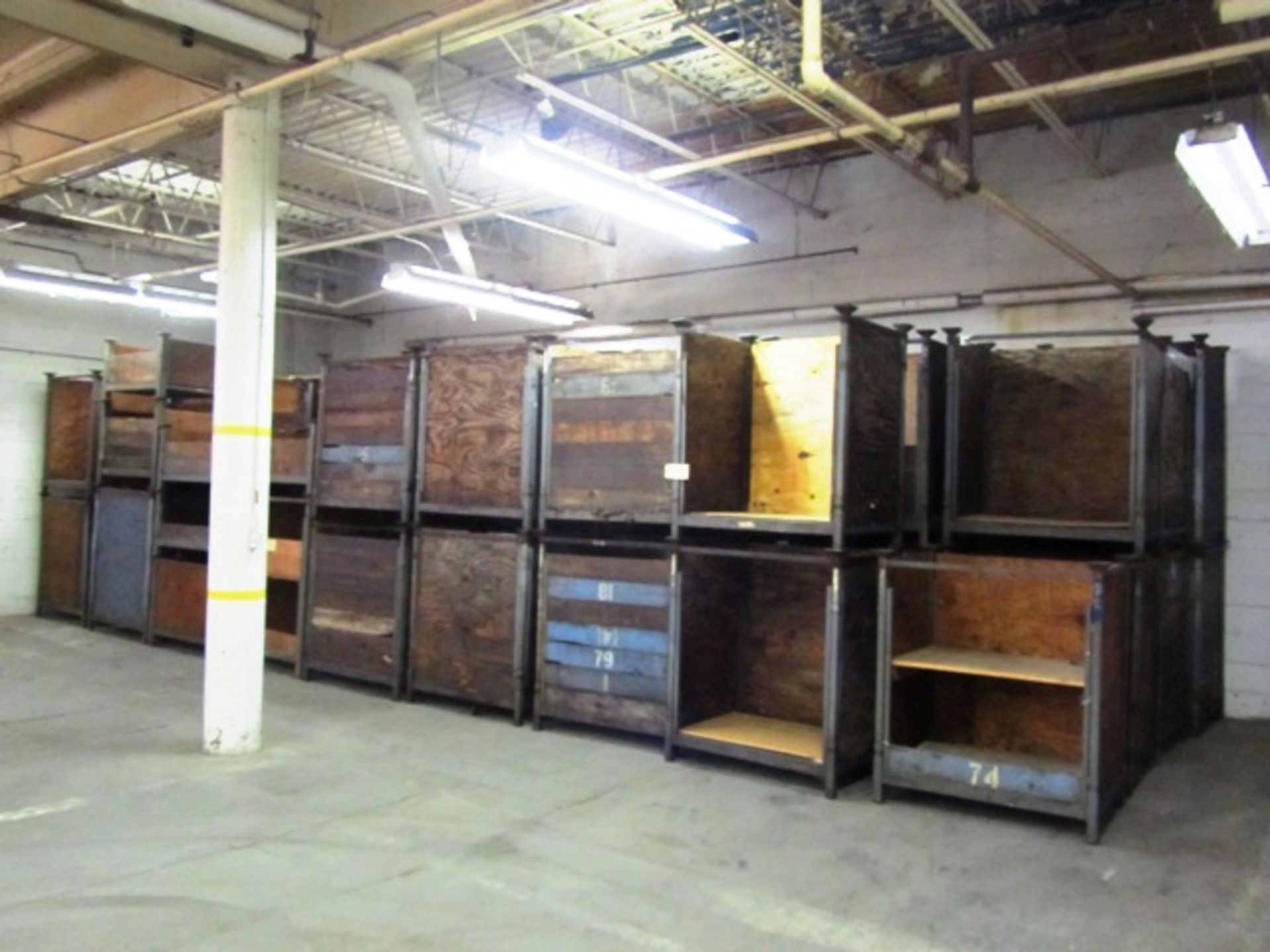 Approx (50) Steel Frame Wood Storage Crates