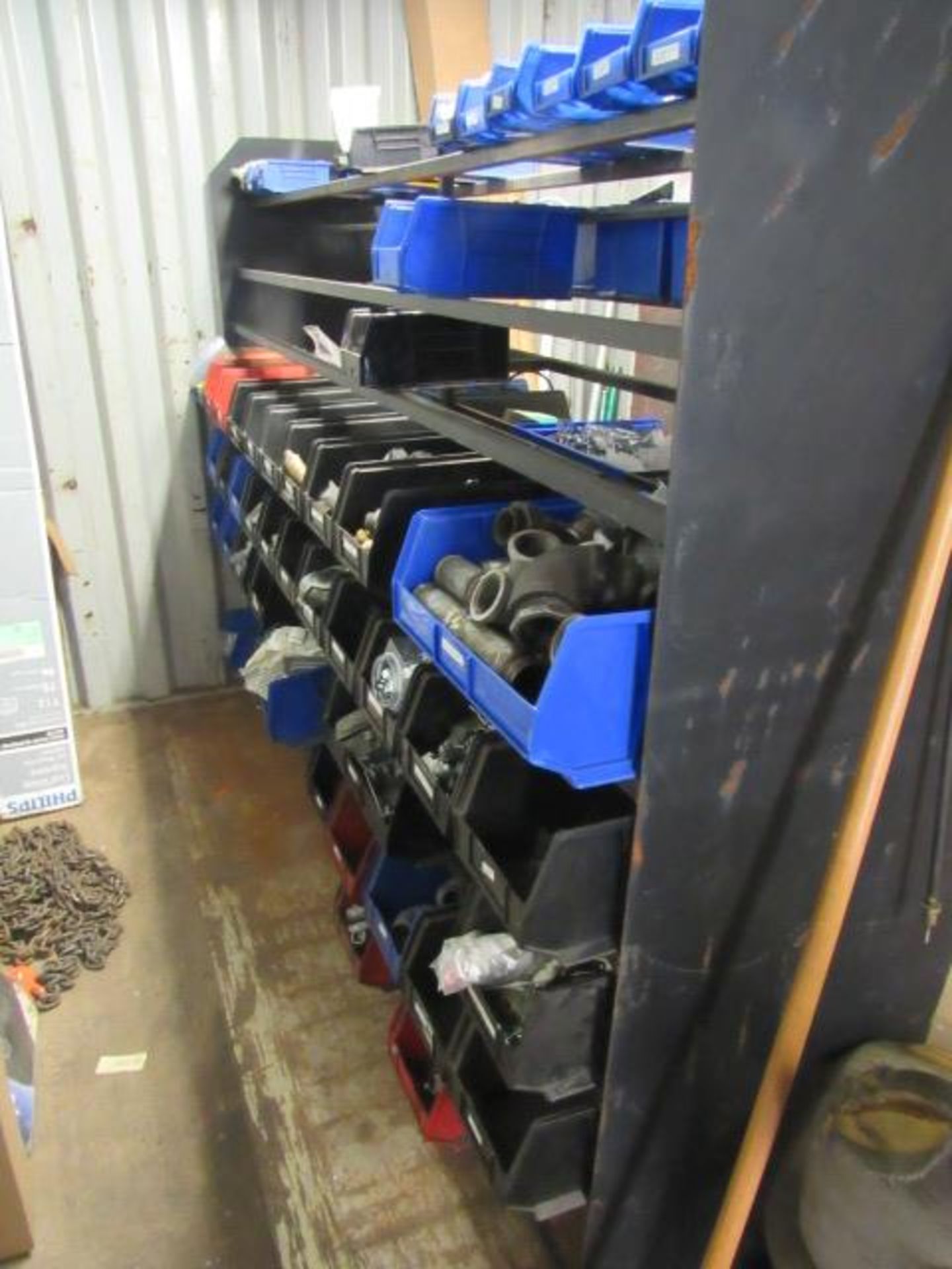 Contents of Maintenance Shed including Steel Racks, Electric, Building Supplies, Clamps, Wire