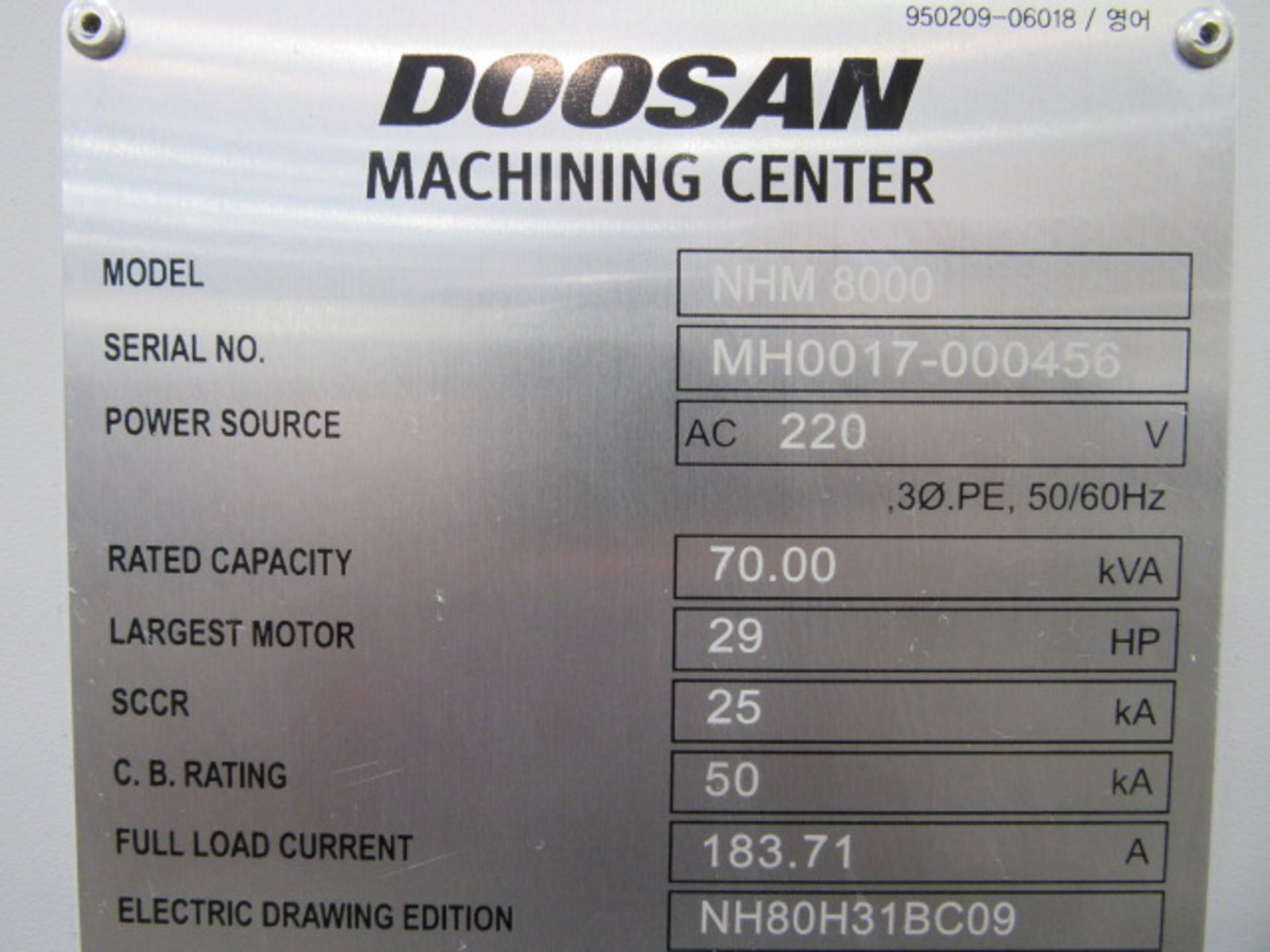 Doosan NHM 8000 4-Axis CNC Horizontal Machining Center - Image 14 of 14