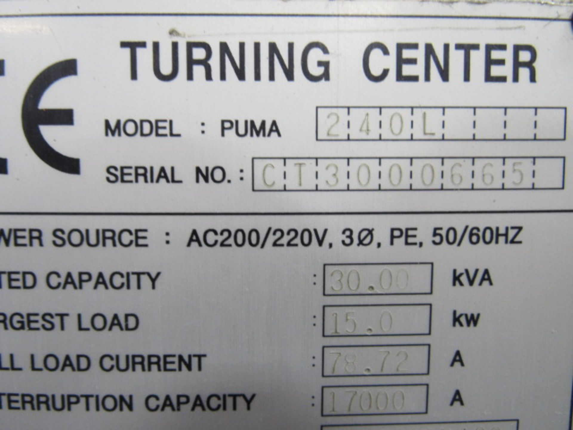 Daewoo Puma 240L CNC Turning Center - Image 9 of 9