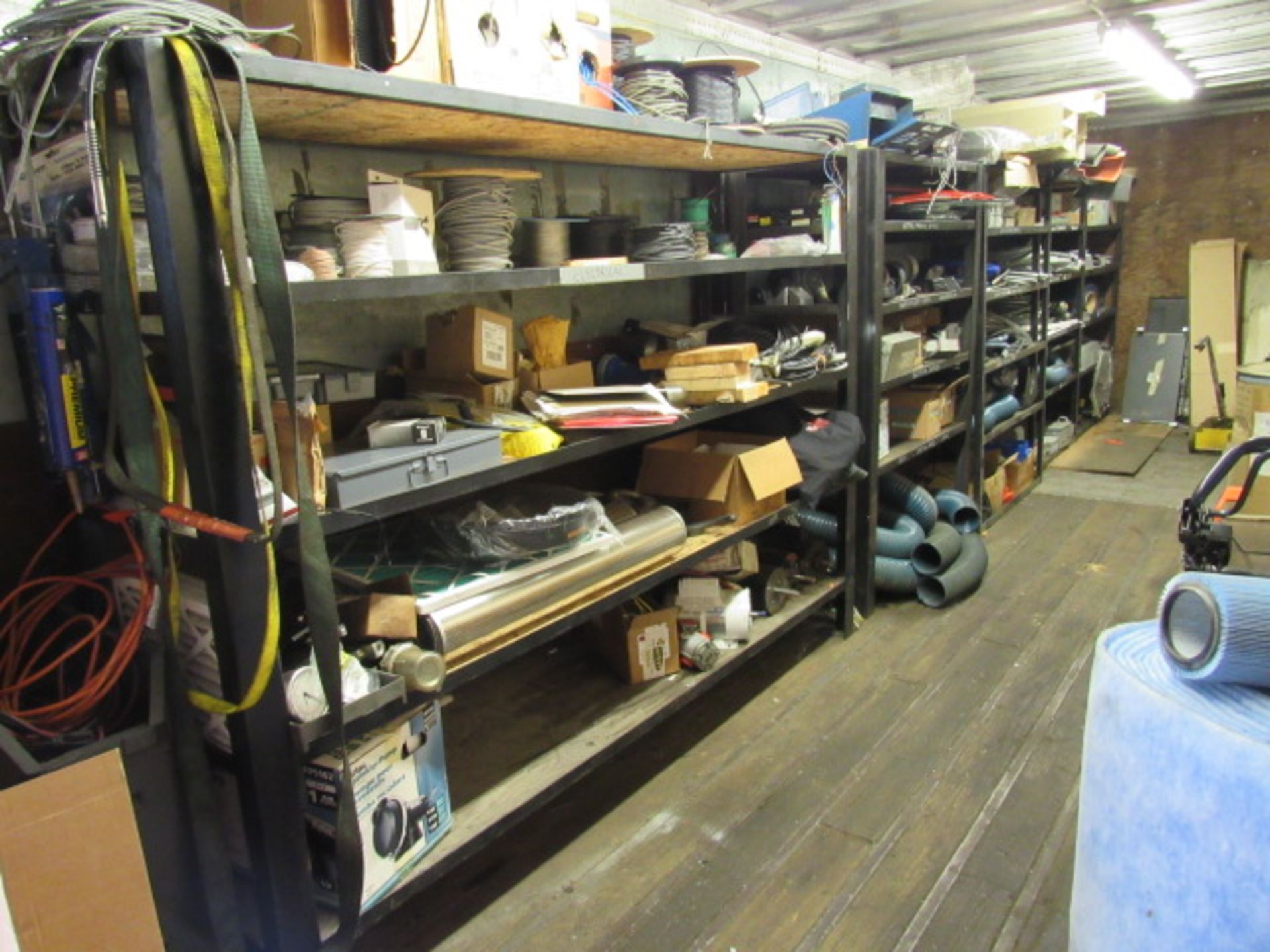 Contents of Maintenance Shed including Steel Racks, Electric, Building Supplies, Clamps, Wire - Image 2 of 2