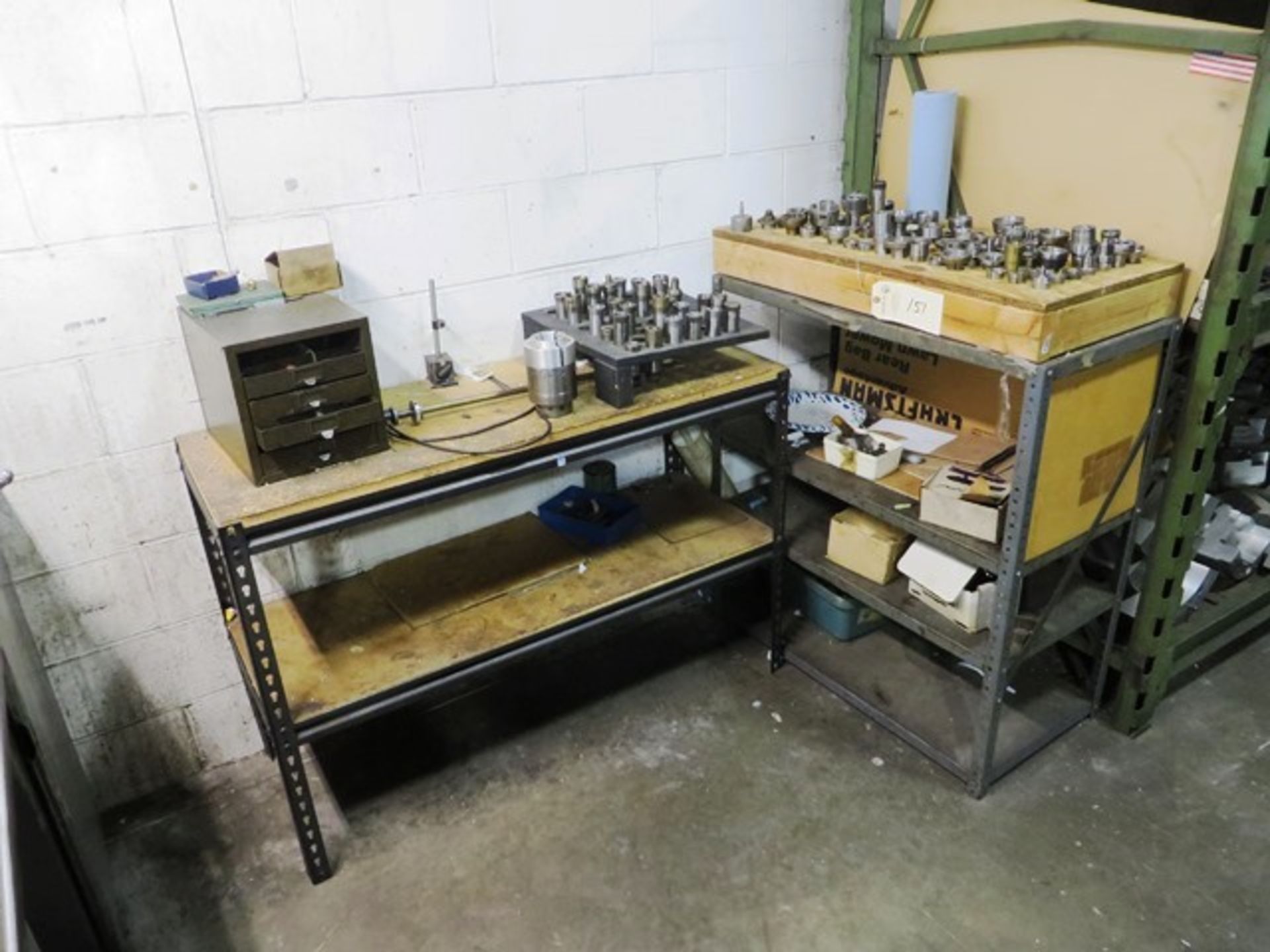 Assorted 5C Collets & (2) Shelves with Contents