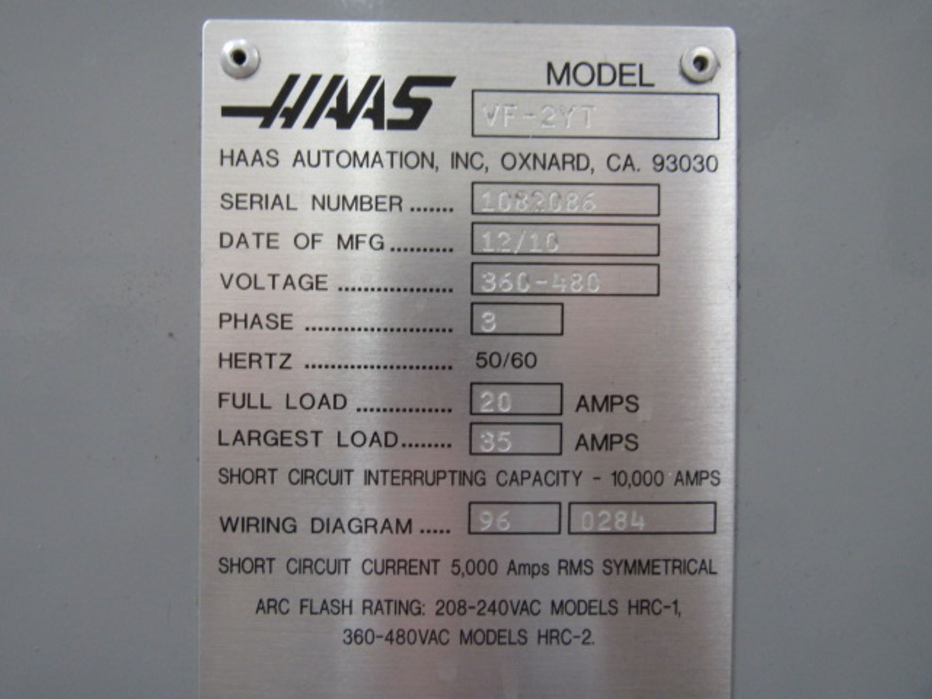 Haas VF-2YT Extended Travel CNC Vertical Machining Center - Image 7 of 8