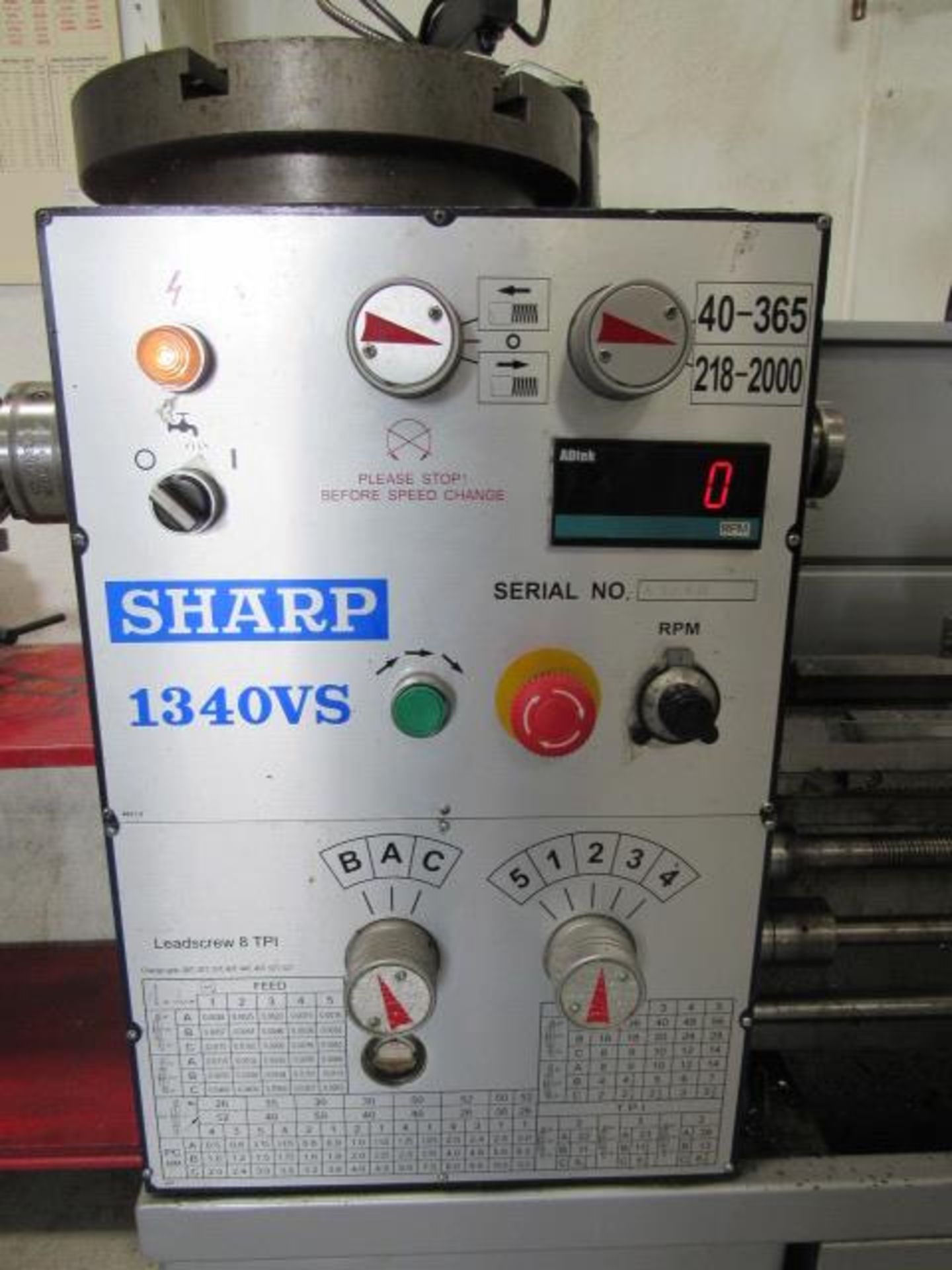 Sharp 1340VS Variable Speed Engine Lathe - Image 5 of 6