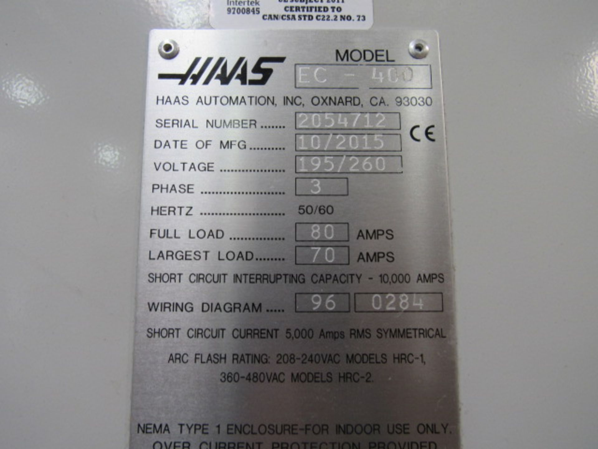 Haas EC400 4 Axis CNC Horizontal Machining Center - Image 12 of 12