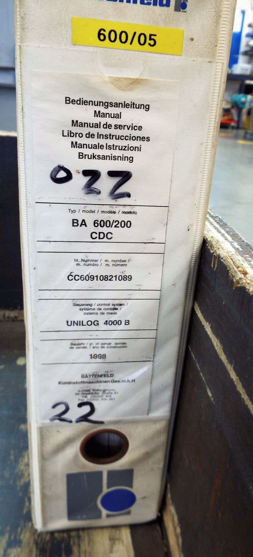 This is for a used Battenfeld BA600 CDC Plus Plastic Injection Moulding Machine cw Unilog 4000B - Image 4 of 15