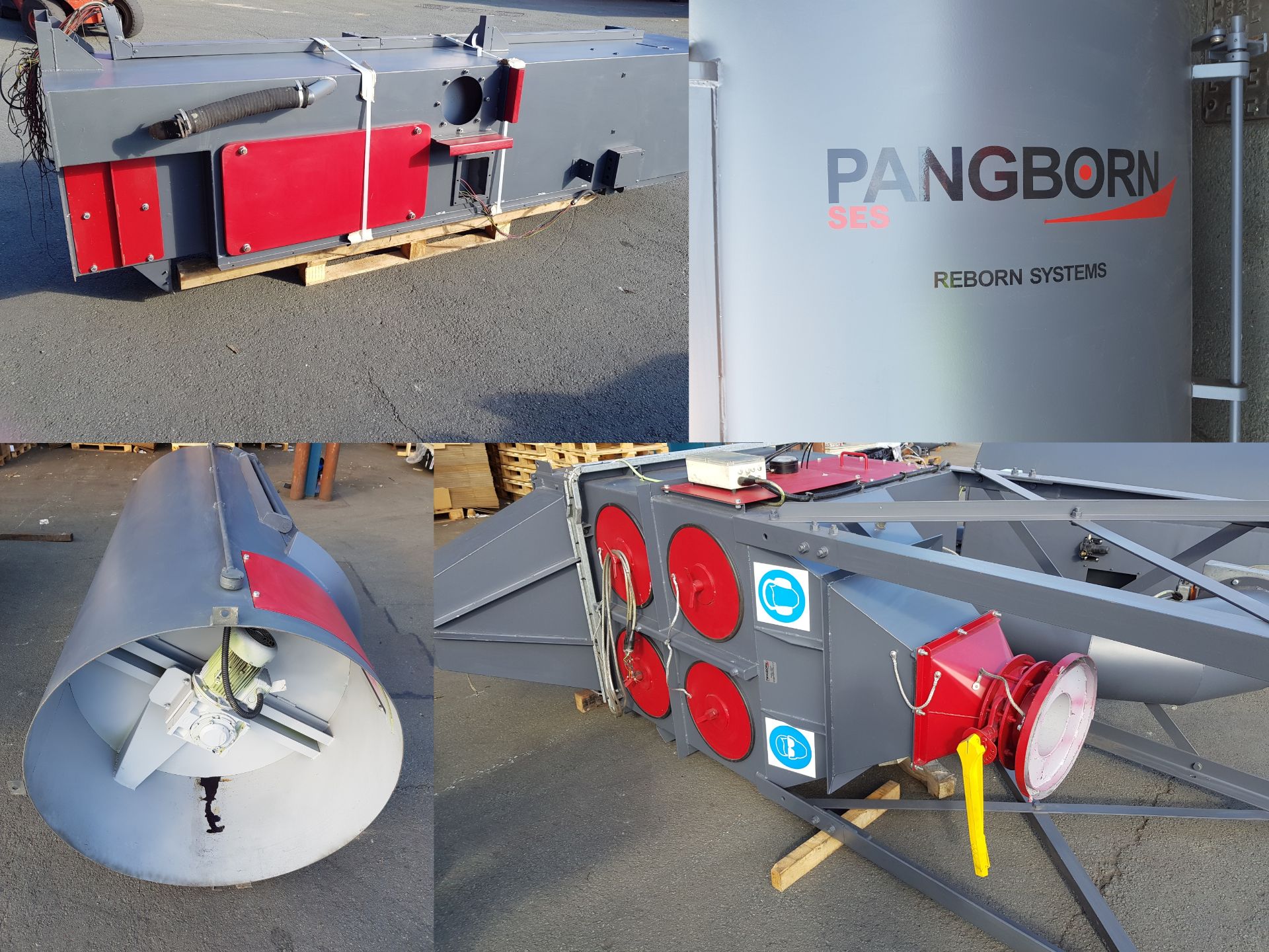 Pangborn/SES "Reborn" Hook Spin Shotblasting Machine cw Reverse Jet Dust Extractor and Steelwork