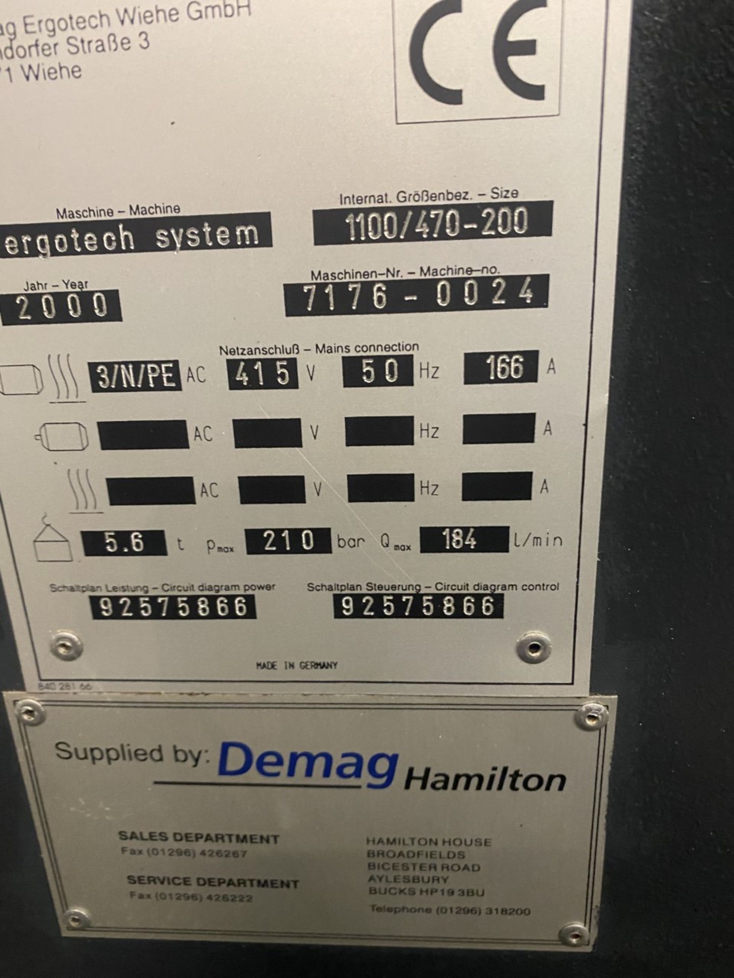 Demag Ergotech 1100-470-200 Plastic Injection Moulding Machine - Image 2 of 2