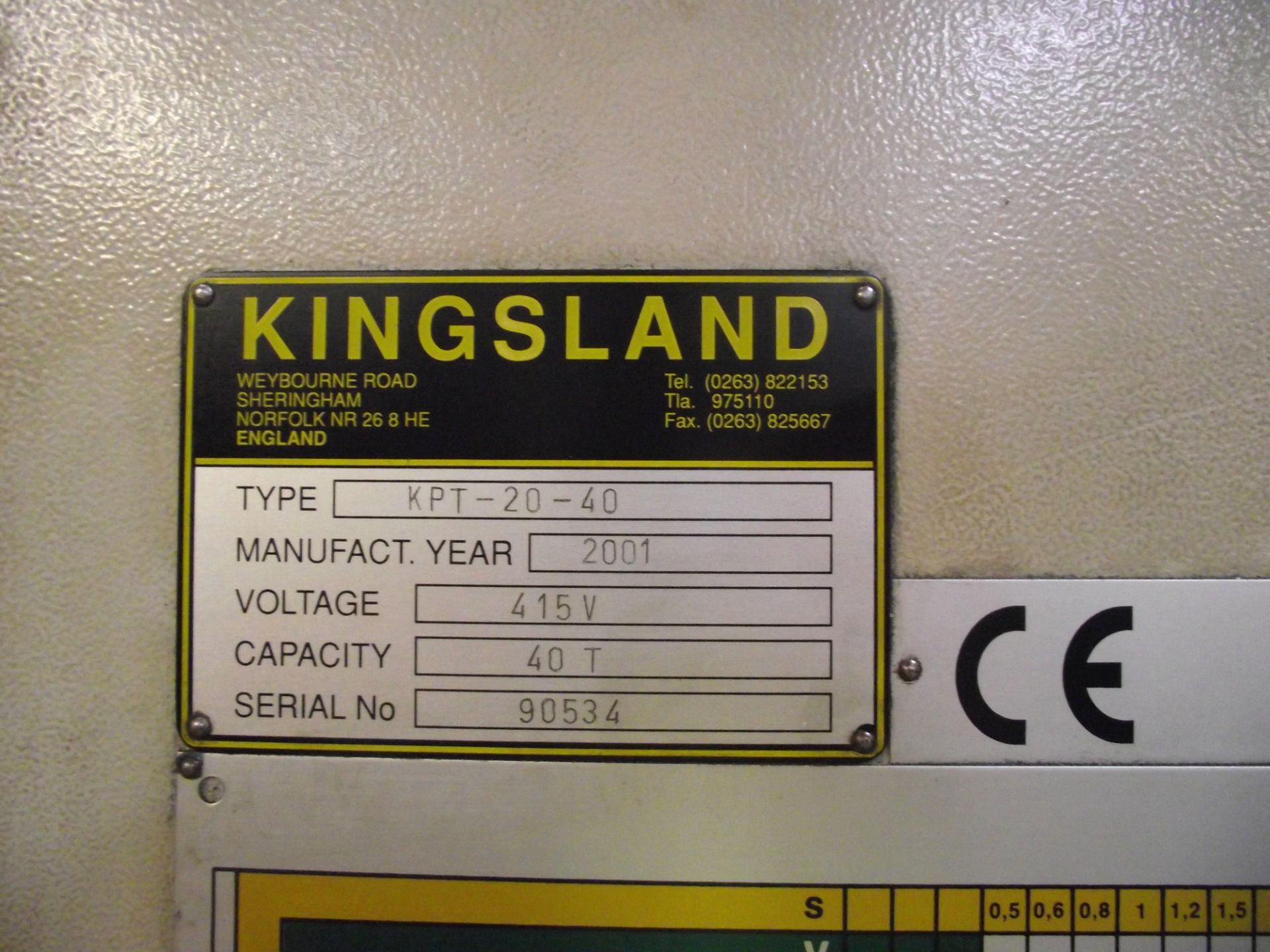 Kingsland Hydraulic Press Brake cw Existing Tooling & Light Detection - Image 3 of 15