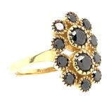 14K YELLOW GOLD 4.26G RING 1.20 CT BLACK DIAMONDS CERTIFICATION NONE - AJ5473