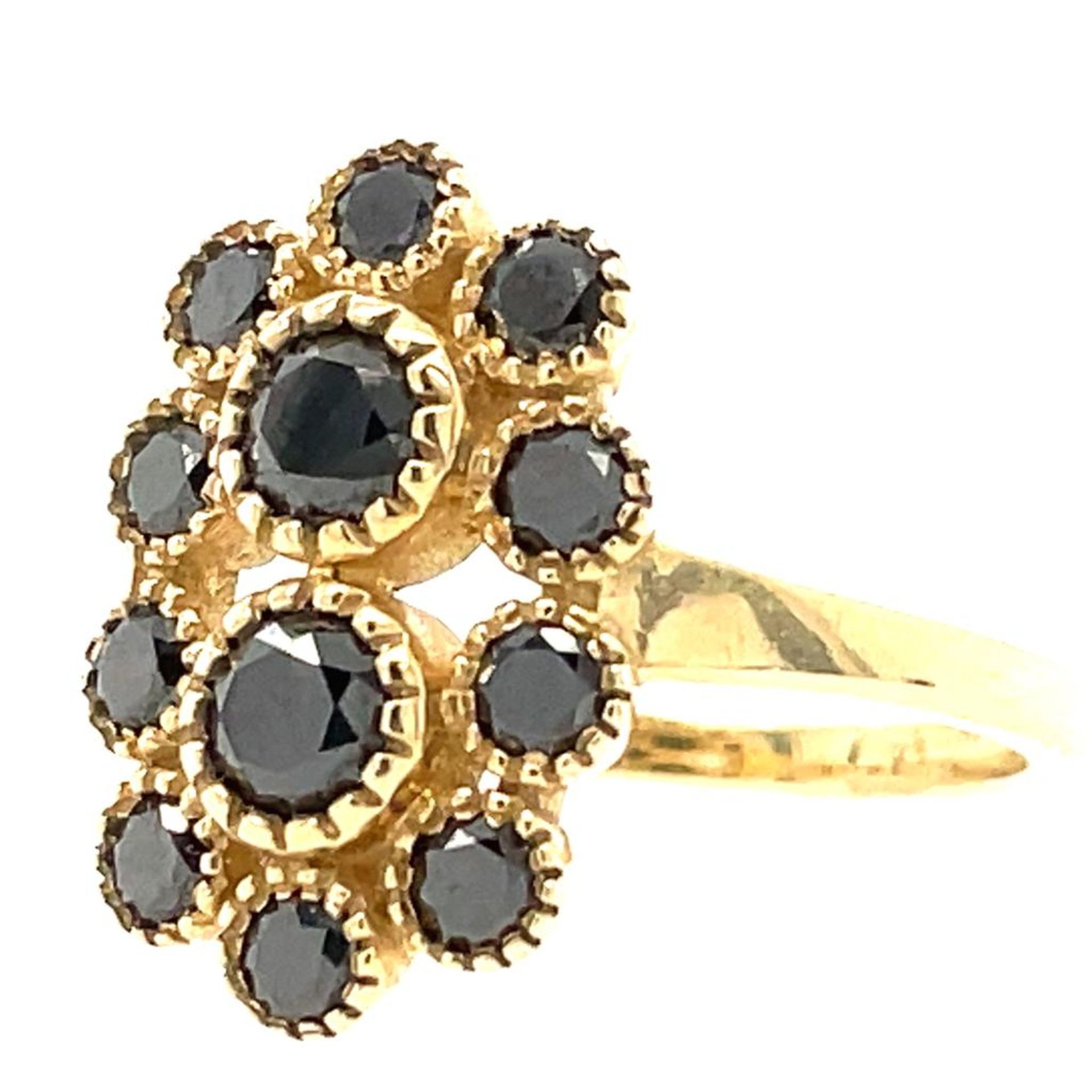 14K YELLOW GOLD 4.26G RING 1.20 CT BLACK DIAMONDS CERTIFICATION NONE - AJ5473 - Image 3 of 4