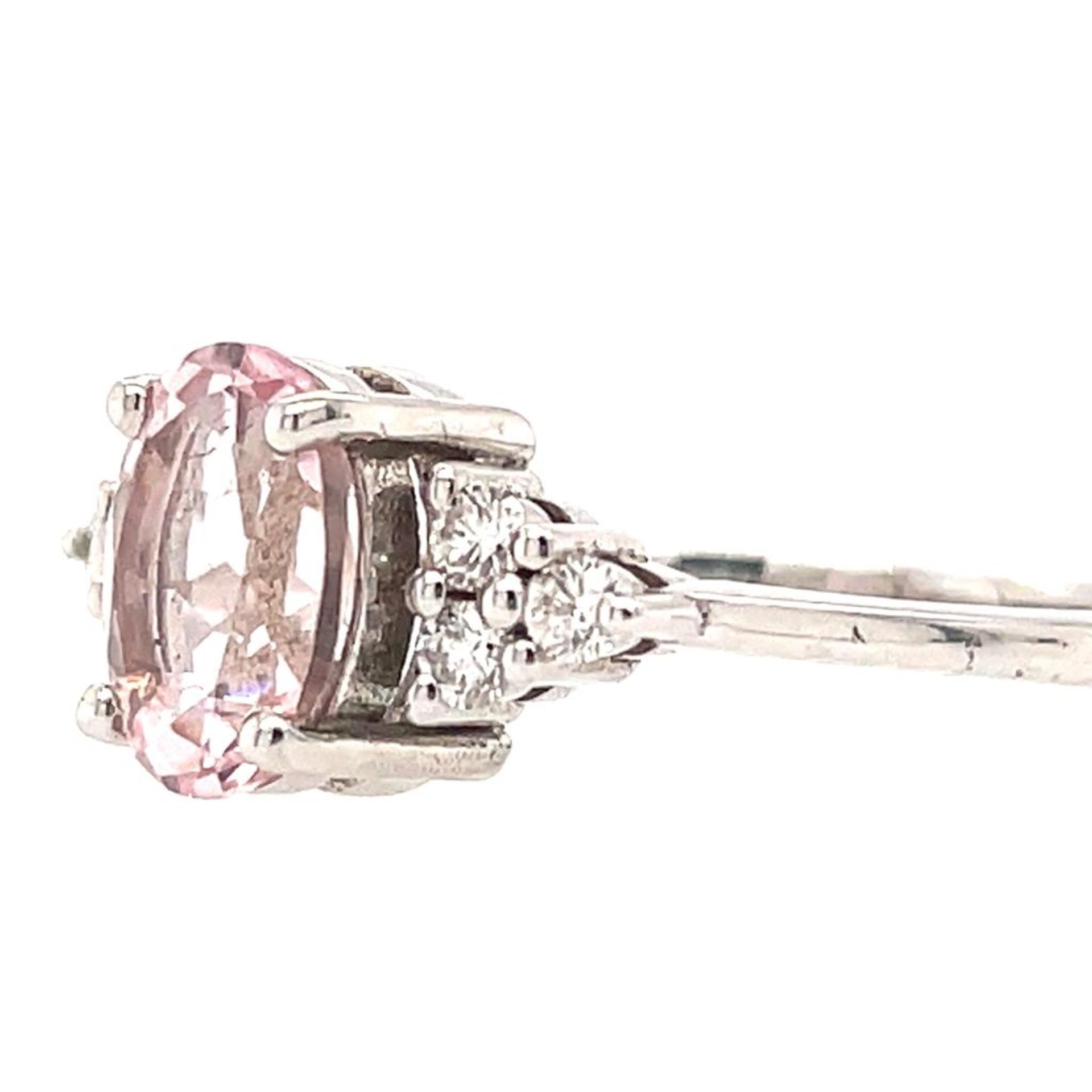 14K WHITE GOLD 2.94G DIAMOND & MORGANITE RING 1.06 CT 0.15 CTF/VS CERTIFICATION NONE - A323 - Bild 3 aus 3