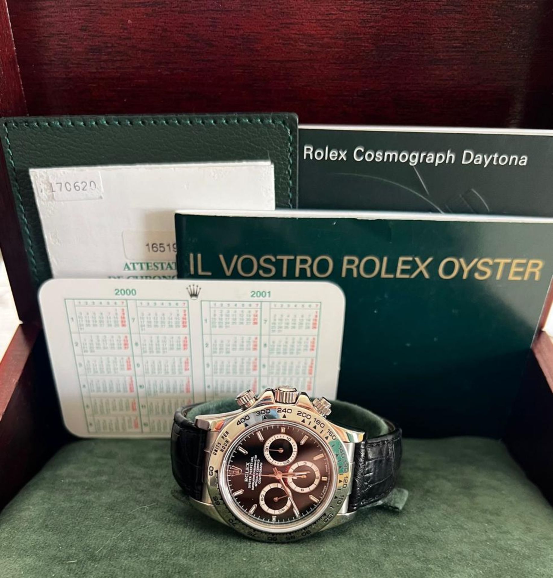 ROLEX DAYTONA FULL SET White gold chronograph, ref. 16519 - A170620. Year 2000. Case 40 mm. black - Bild 15 aus 15