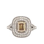 14K WHITE GOLD 4.23G DIAMOND RING 0.66 CTF.BROWN 0.40 CT F/VS CERTIFICATION NONE - E40