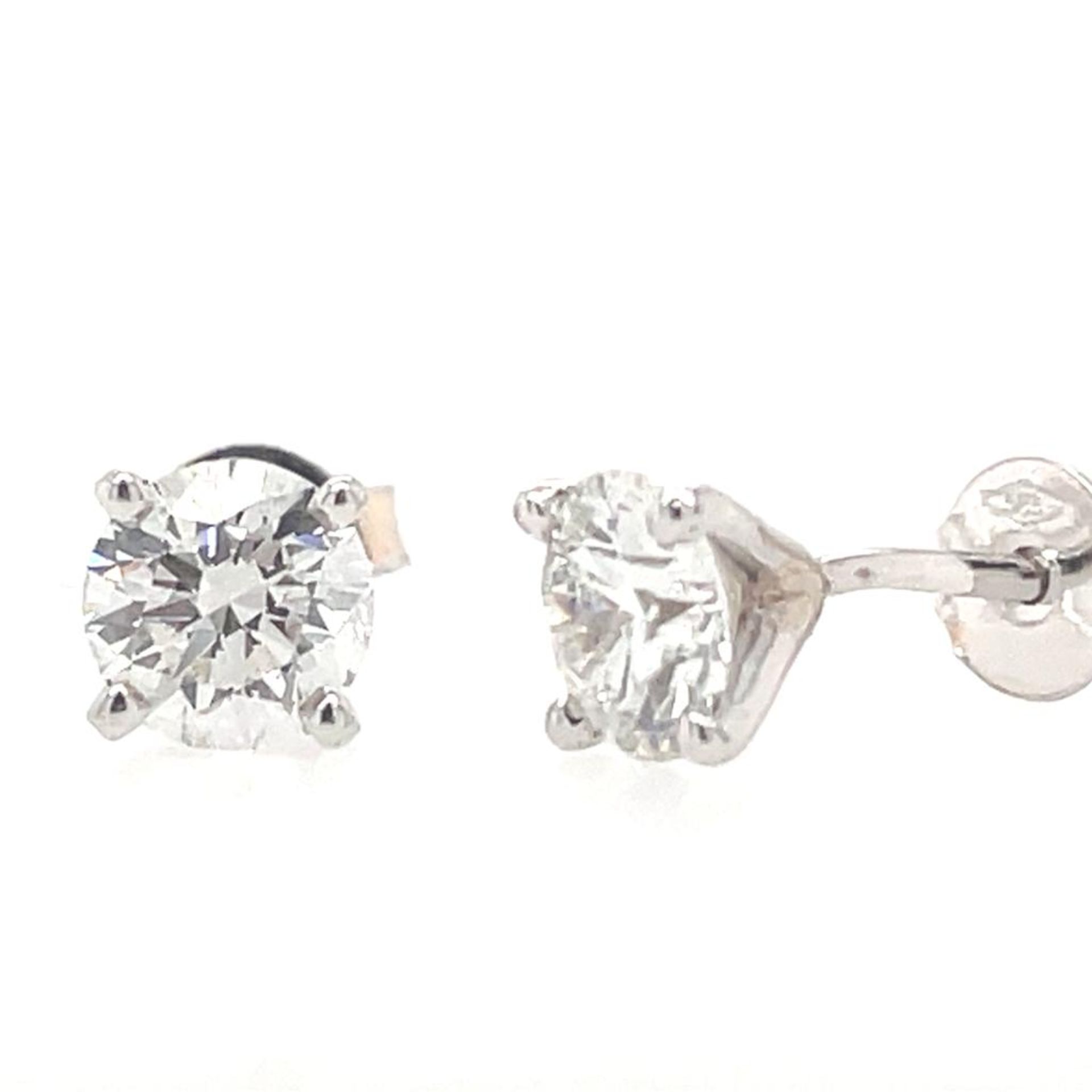 14K WHITE GOLD 1.06G LAB GROWN DIAMOND EARRINGS 1.03 CT E/VS CERTIFICATION NONE - ER20302 - Image 2 of 3