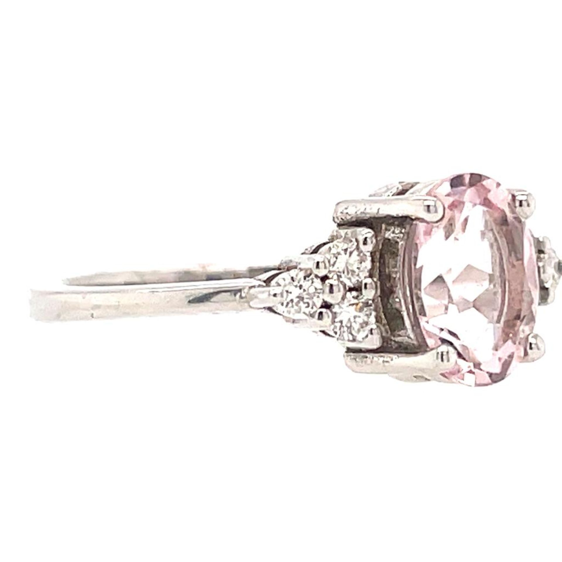 14K WHITE GOLD 2.94G DIAMOND & MORGANITE RING 1.06 CT 0.15 CTF/VS CERTIFICATION NONE - A323 - Bild 2 aus 3